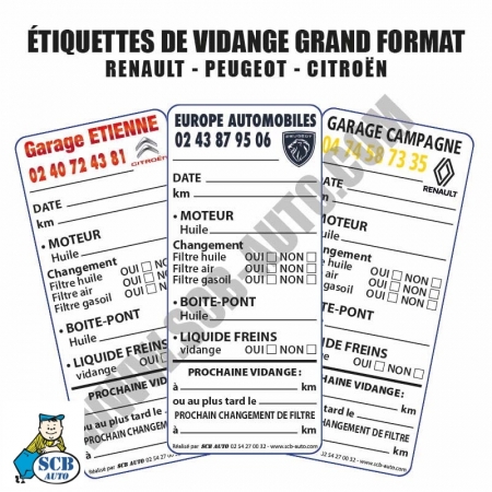  Etiquettes de Vidange à mon Nom Adhésif Vidange Etiquettes Garage