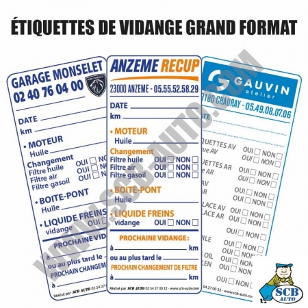  Etiquettes de Vidange à mon Nom Adhésif Vidange Etiquettes Garage