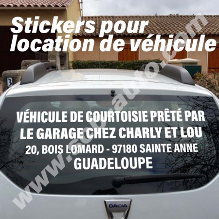 ☞ Plv Auto Autocollants Vo et Signatures Lunette Arrière Prêt et Location Véhicule