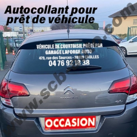 ☞ Plv Auto Autocollants Vo et Signatures Lunette Arrière Prêt et Location Véhicule