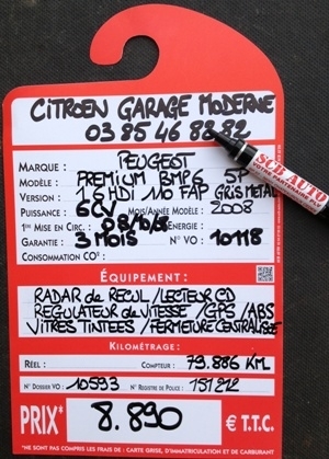 ☞ Plv Auto: Affiches de Prix au Rétro Porte Prix Automobile Cintre Vo Afficher ses Prix Vo