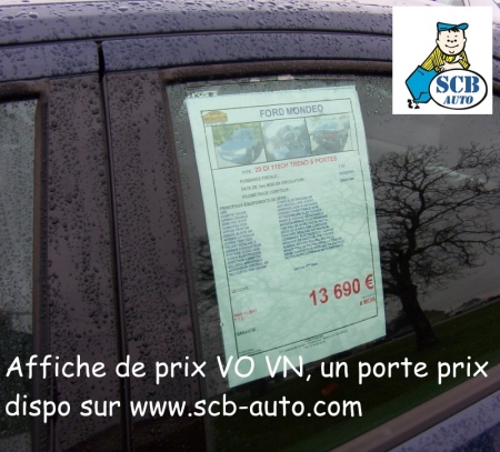   Plv Auto Affiche de Prix Vo Supports de Prix Vo Vn Affichette de Vente Vo