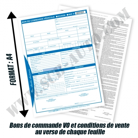 Bon de Commande Véhicule Occasion Certificat de Vente Bon de Commande Vo Vn