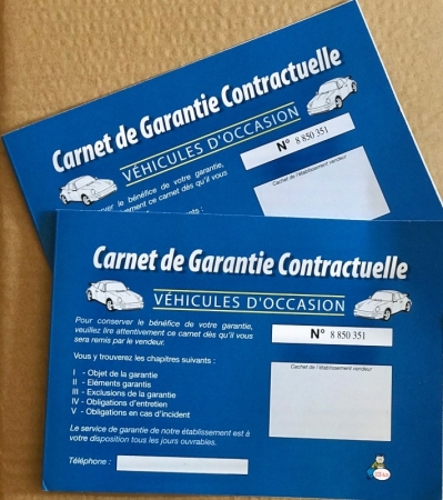  - 29% sur Carnets auto-garantie Carnet de Garantie Vo Vn Garantie de véhicule 