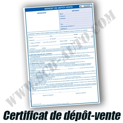☞ Mandat de dépôt-vente Vo Mandat Depot vente Vehicule Signalétique Auto