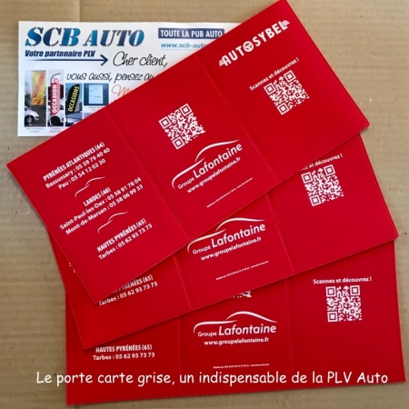 ☞ Signalétique pour l'automobile: Porte carte grise personnalisé une Plv Auto