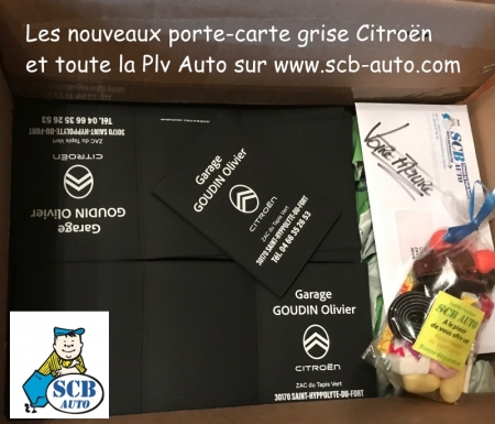 ☞ Signalétique pour l'automobile: Porte carte grise personnalisé une Plv Auto