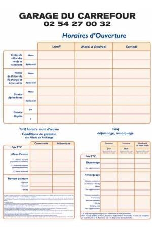 Plv Auto à -30% Panneau Horaires d'Ouverture: Tarifs des Prestations et