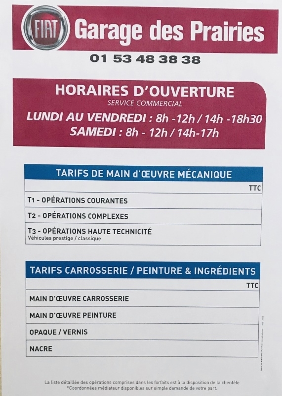 Plv Auto à -30% Panneau Horaires d'Ouverture: Tarifs des Prestations et