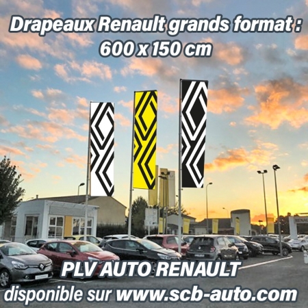  Drapeaux Renault pour Grands Mâts Drapeau Losange 3D Pavillons Occasions 