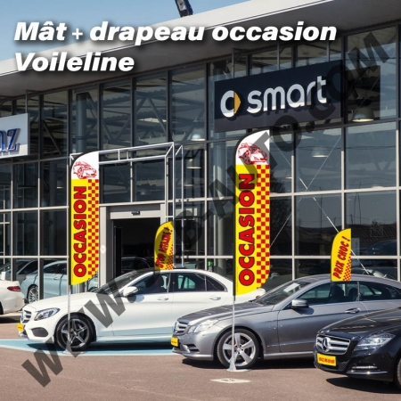 ☞ - 32% sur Plv Auto: Pack Mât + Drapeau occasion Pavillons Vo Drapeaux occasion / flag Vo 