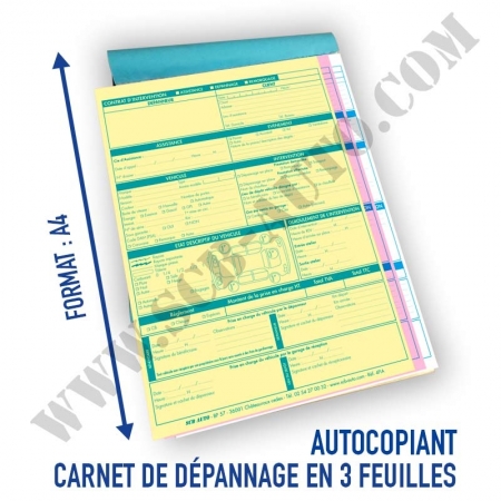 -45% sur Carnet Fiche d'Intervention Assistance Vehicule Dépannage Remorquage