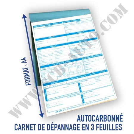 -45% sur Carnet Fiche d'Intervention Assistance Vehicule Dépannage Remorquage