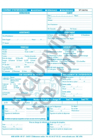-45% sur Carnet Fiche d'Intervention Assistance Vehicule Dépannage Remorquage