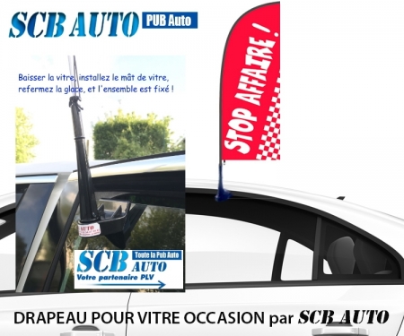 ☞ Plv Automobiles à - 40% Drapeaux Occasion Signalétique Auto Animation parc Auto