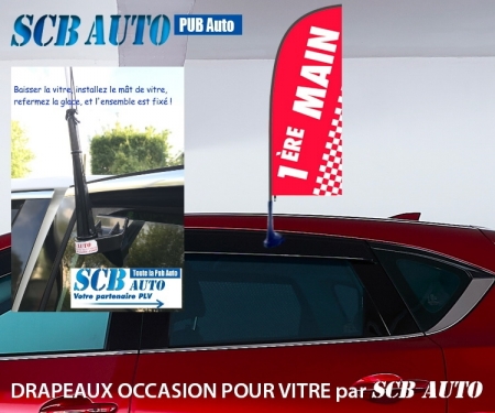 ☞ Plv Automobiles à - 40% Drapeaux Occasion Signalétique Auto Animation parc Auto