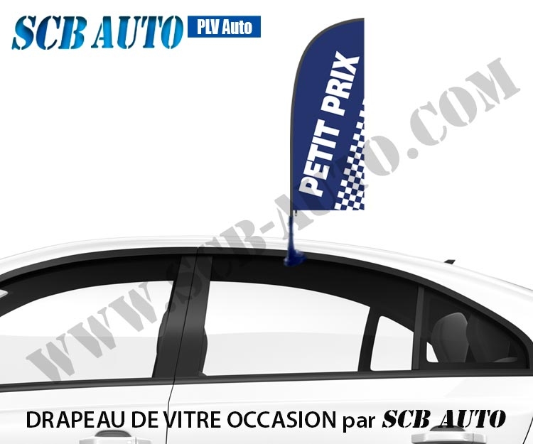 Drapeau Occasion sur Vitre Signalétique Automobile Drapeau Bleu/ blanc — photo 2