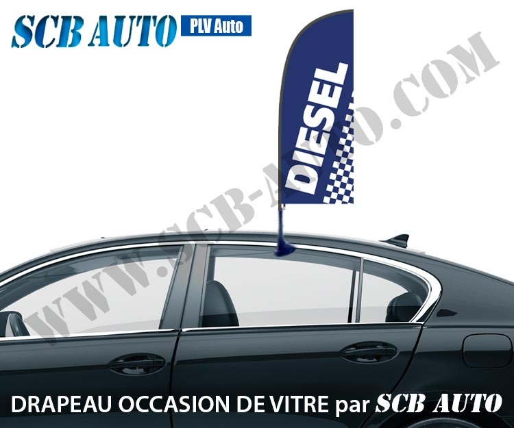 Drapeau Occasion sur Vitre Signalétique Automobile Drapeau Bleu/ blanc — photo 3
