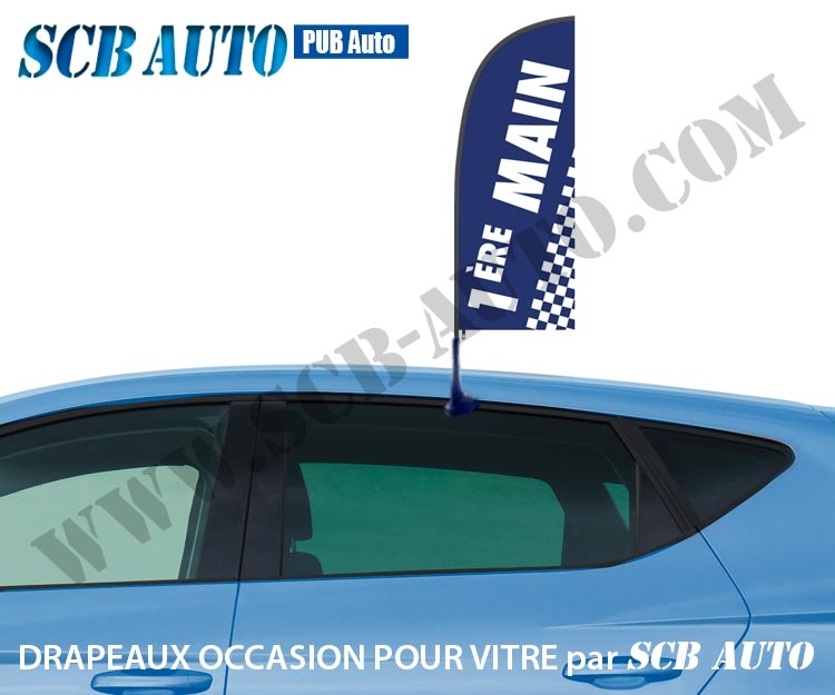 Drapeau Occasion sur Vitre Signalétique Automobile Drapeau Bleu/ blanc — photo 6