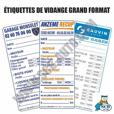 Etiquette de Vidange Adhésive XXL