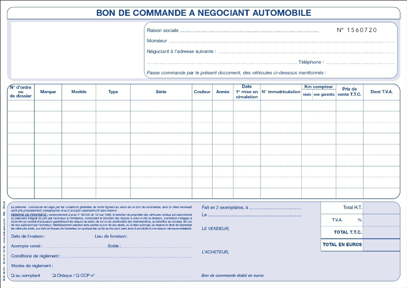 - 20% sur Bon de commande à marchand