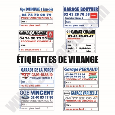 Etiquettes de vidange