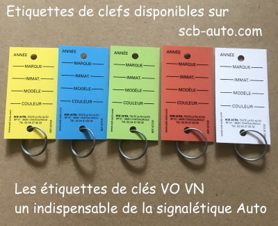 Etiquettes de clés vo et signalétique auto